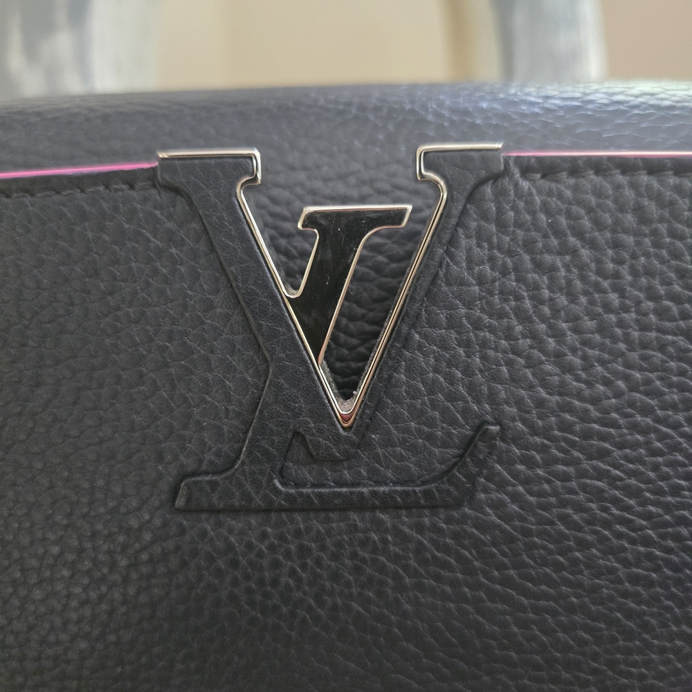 ✨️Louis Vuitton Capucines Taurillon Black Leather and Pink Trim Top Handle Bag - Picture 6 of 16